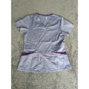 Dagacci Natural Stretch Scrubs Tops Women's Size XS Purple Short Sleeve Pullover